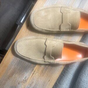 Authentic Hermes lazy Loafers Shoes suede beige size 42 pre owned